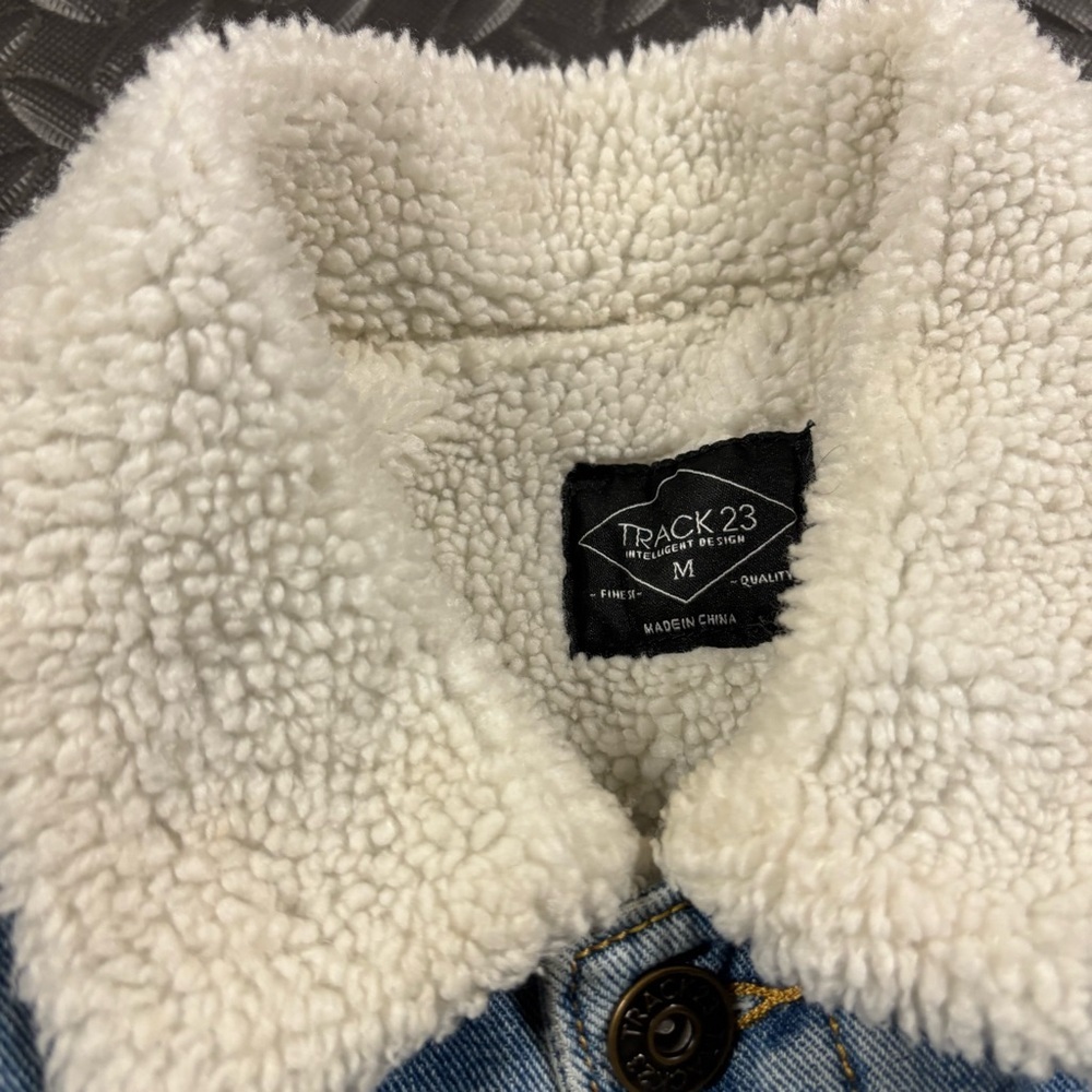 Track 23 Sherpa Lined Denim Jacket Men’s Medium Trucker - Picture 5 of 12